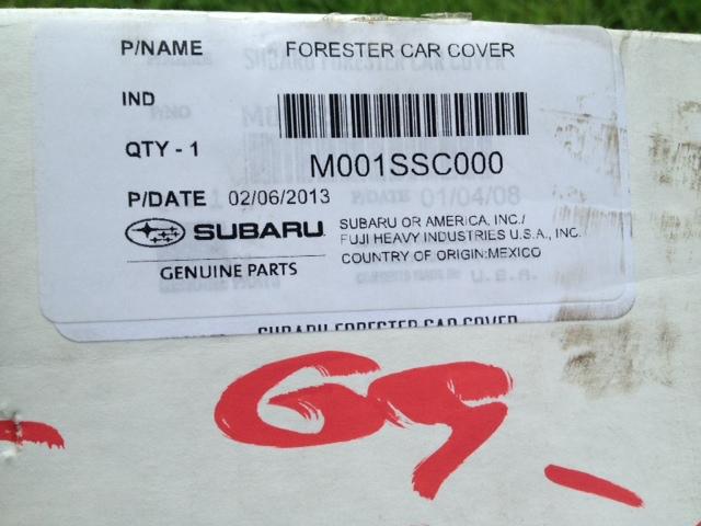 Subaru forester car cover - oem factory item! part number m001ssc000