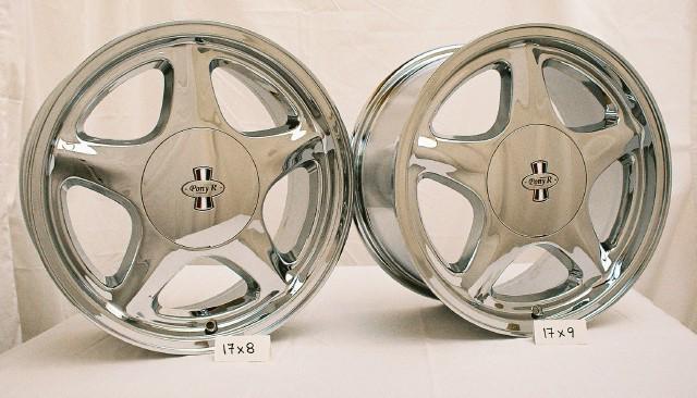 1979-93 mustang pony r wheels, 17x8" & 17x9", chrome