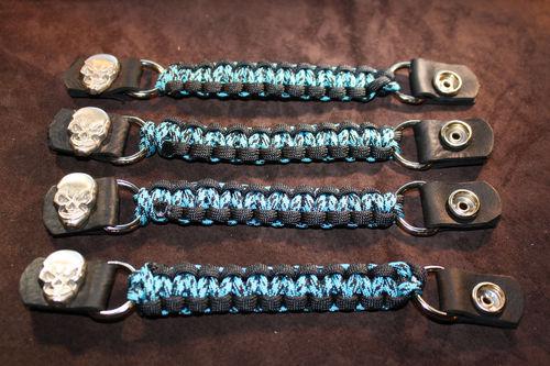 New vest extenders turquoise & black skull head snaps para cord  & leather