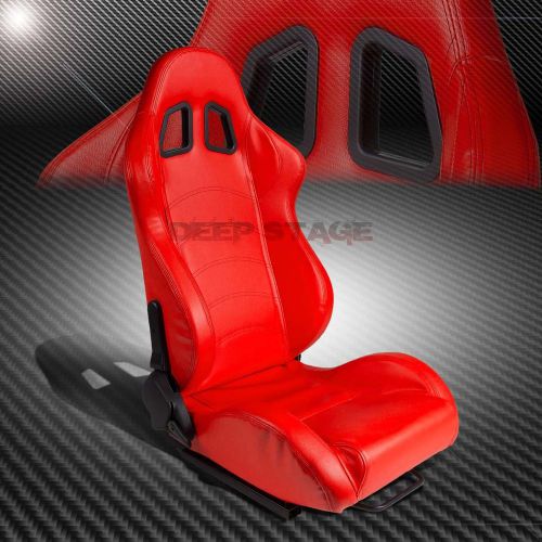 Red pvc leather reclinable sports style racing seats+mounting sliders right side