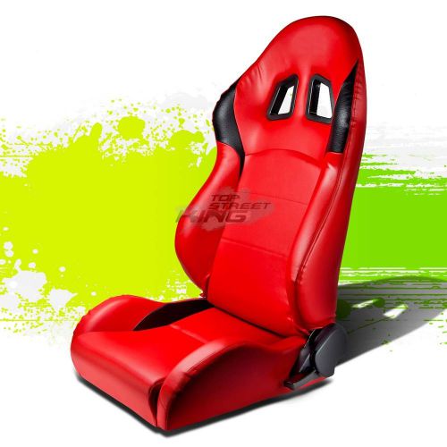 2 x type-r red pvc leather jdm sports racing seats+adjustable slider driver side