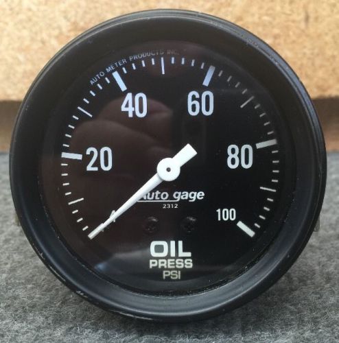 Auto gage mechanical oil pressure gauge 2 5/8&#034; dia black face 2312