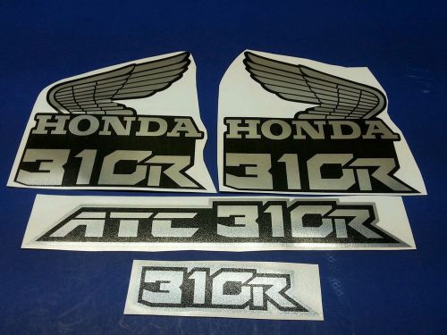 1986 85 honda atc 310r 4pc decal sticker emblem trx 250r  black and chrome hrc