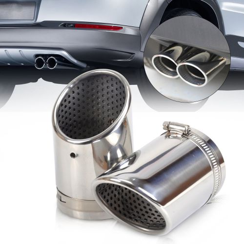 2x stainless steel exhaust tail rear muffler tip pipe fit vw passat b6 cc eos