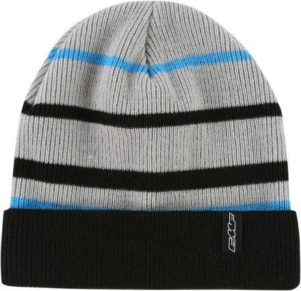 Fmf racing beanie mens hat teched striped/black/gray os