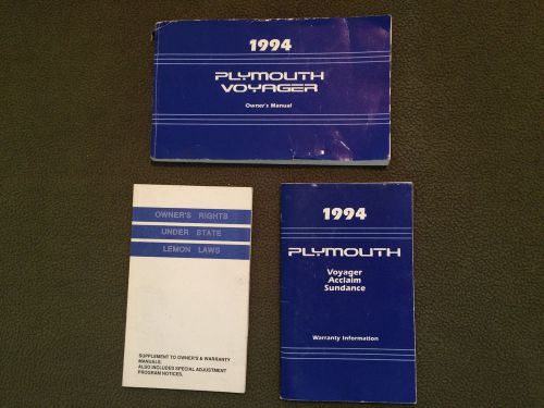 1994 plymouth voyager owners manual warranty and case
