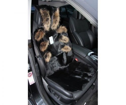 Fur capes for car of the wolves and raccoons (2 pcs.) black-beige