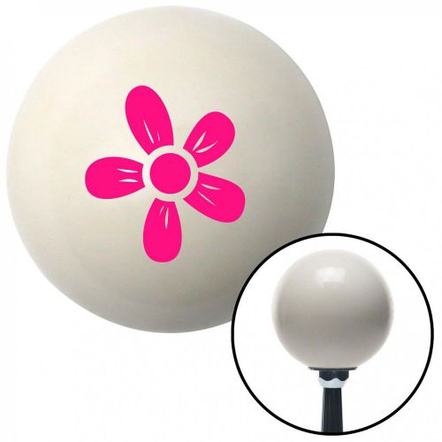 Pink hawaiian flower #2 ivory shift knob with 16mm x 1.5 insertstyle cover