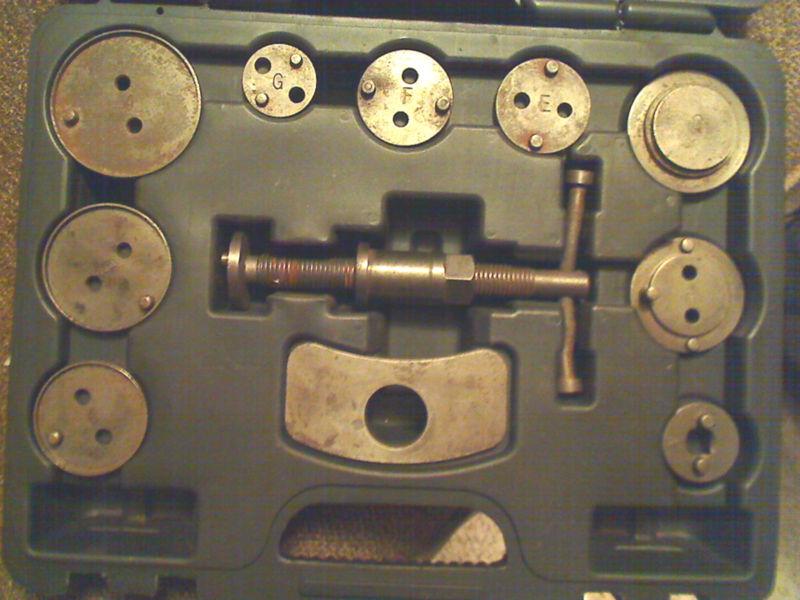 11 pc caliper screw in disc brake piston compressor tool set gm ford w/o case