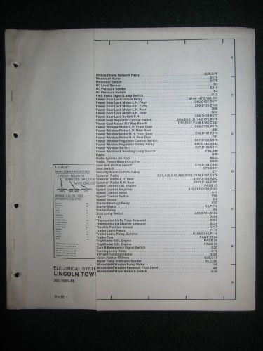 1986 lincoln town car electrical wiring diagram manual schematic sheets oem