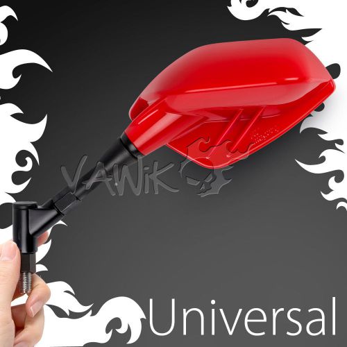 Magazi fin style red motorcycle mirrors 10mm 1.25 pitch &amp; 5/16&#034; universal θ