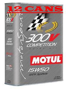 12 motul 300v competition 15w50 synthetic motor oil - 2 l can ea. - 103138 new