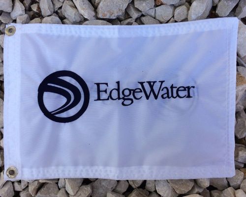 Edge water boat white 12&#034;x18&#034; embroidered flag