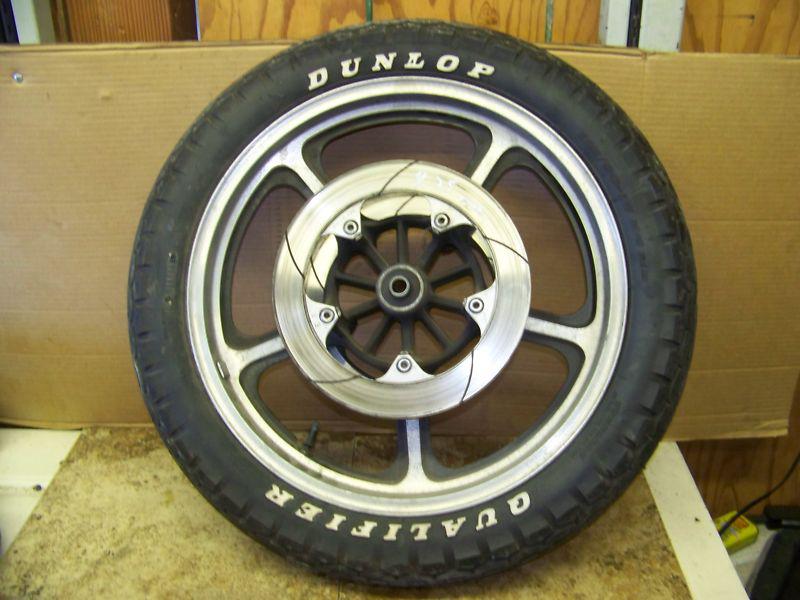 1985-1986 86 honda shadow vt1100c front wheel rim, tire, and rotor vt 1100