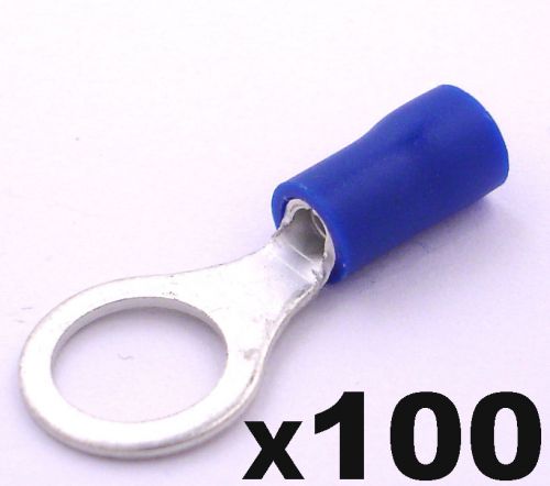 100x blue ring insulated crimp connector electrical wiring terminals 8mm hole