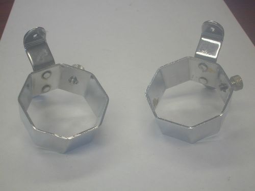 Vintage car bud vase brackets - octagonal - new (2) - bright chrome finish