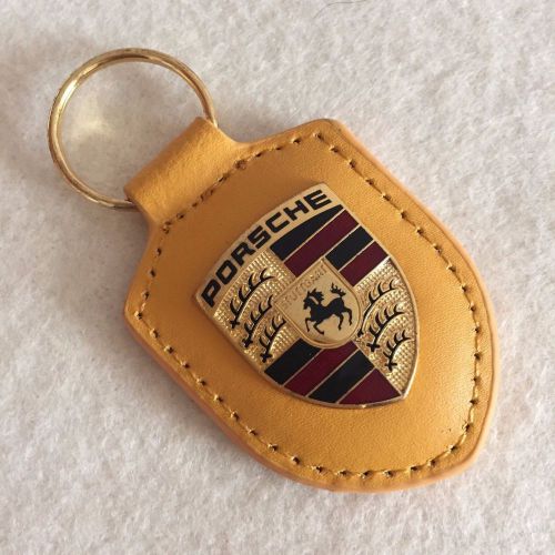 Porsche design high quality leather key ring gold crest keychain for porsche #d