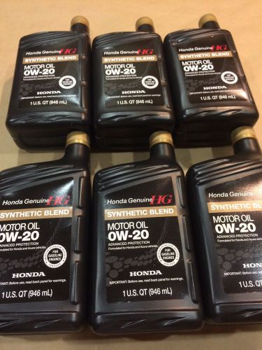 Honda genuine sae 0w20 synthetic blend motor oil, a set of 6