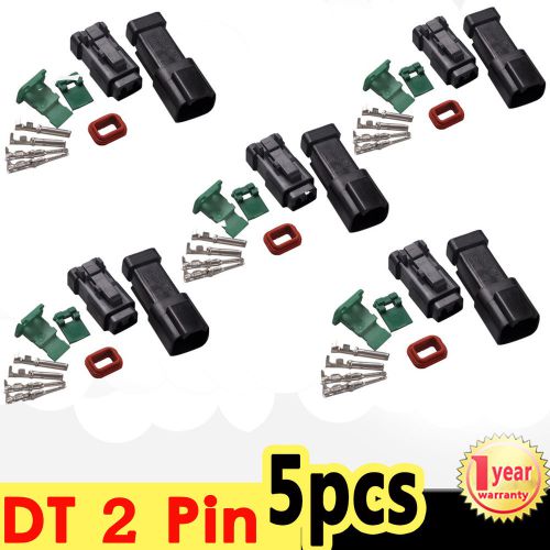 5 sets deutsch dt 2 pin connector kit black 18-16 ga contacts male &amp; female