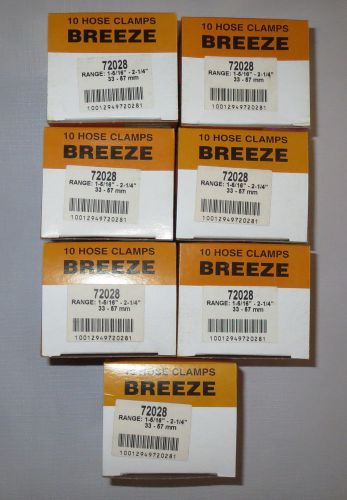 Lot of 70 breeze size 28 hose clamps 1-5/16&#034; to 2-1/4&#034; 33-57mm 7 boxes 72028