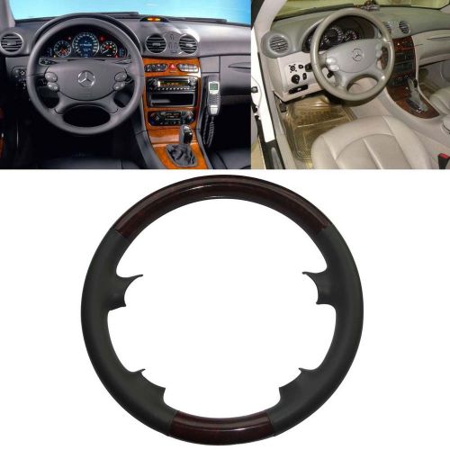 Leather wood steering wheel cover cap mercedes 2006-2009 w211 e e350 e500 e550