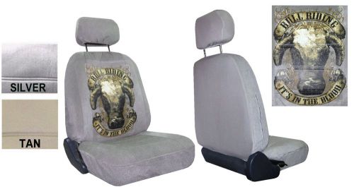 Bull riding it&#039;s in the blood 2 low back bucket car truck suv seat covers pp 2a