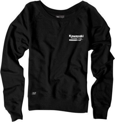 100% logo womens pullover sweatshirt kawasaki black/white sm