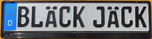 German &#039;blÄck jÄck&#039; license plate + black frame volkswagen audi vtec