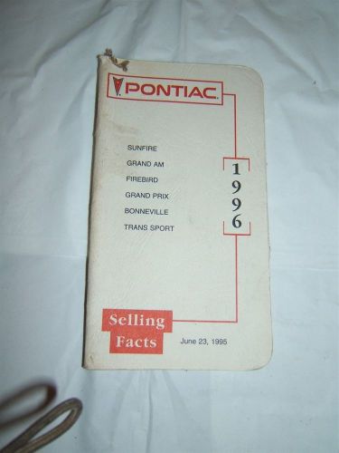 1996 pontiac dealer price &amp; selling facts booklet