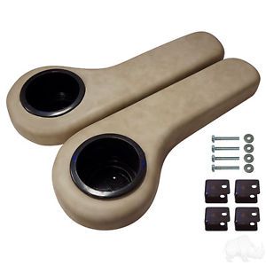 Arm rests for golf cart rear seat kit with cup holders, universal / stone beige