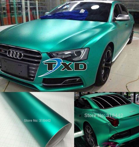 65ft x 5ft car satin metallic matte chrome vinyl lake green wrap sticker decal