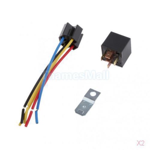 2x 12v universal car wiring automotive spdt relay 5 pin sockets 5 wire 20a/30a
