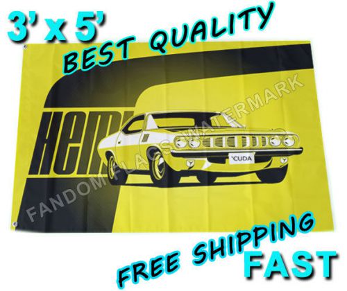 Hemi cuda flag-new 3&#039; x 5&#039; banner-barracuda 426 440 340 charger challenger mopar