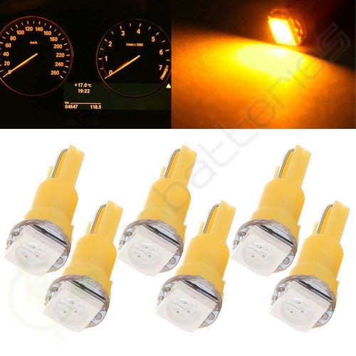 6x yellow led t5 5050 smd car instrument cluster dash side indicator light bulbs