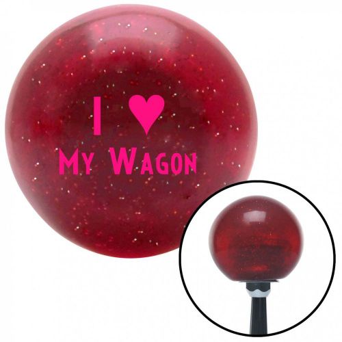 Pink i &lt;3 my wagon red metal flake shift knob with 16mm x 1.5 insert mac socal