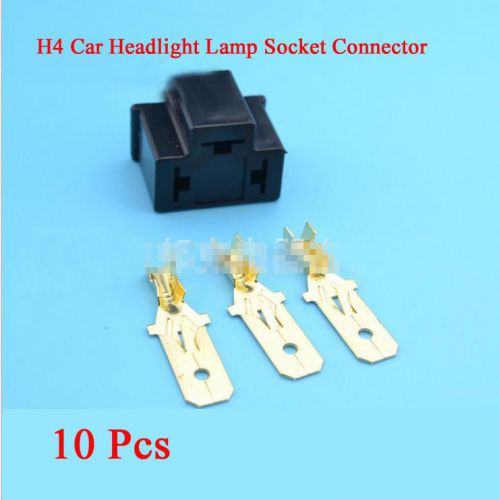 Male female 10 set h4 car automotive headlight lamp socket connector beam plug