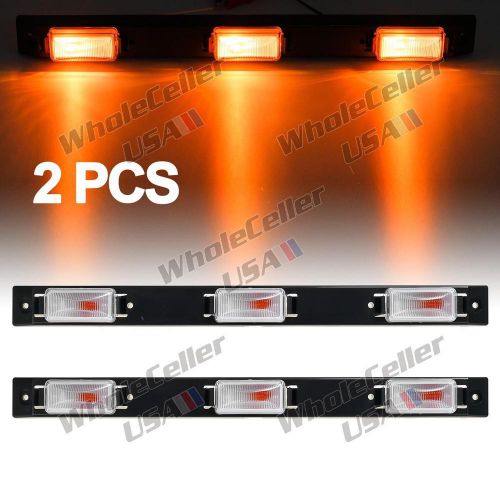 2x 17&#034;sealed id light bar over 80&#034; applications clear/amber halogen bulbs marker