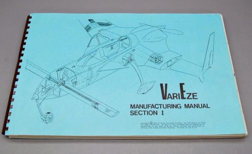 1976 rutan varieze experimental aircraft manual/plans -canard pusher newsletters