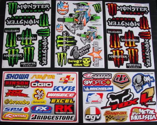 5 sheets stickers dirt bike scooter pit motocross energy bmx skateboard mx x\2