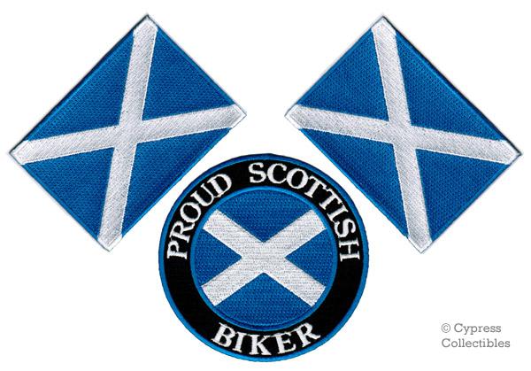Lot of 3 proud scottish biker patch + scotland flag new embroidered iron-on