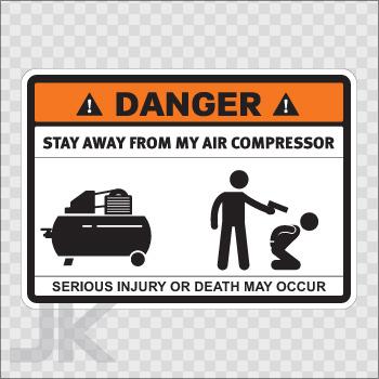Decal stickers sign warning danger caution stay away air compressor 0500 z3674