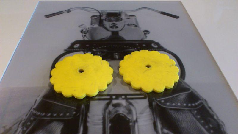 Harley buddy seat yellow conchos for stars vintage panhead knucklehead ul 45 nos
