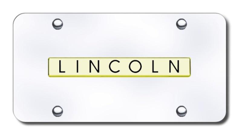 Ford lincoln name gold on chrome license plate made in usa genuine