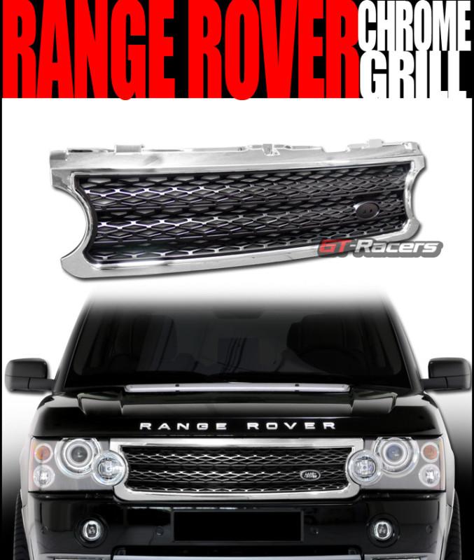 Chrome/blk mesh style front hood bumper grill grille 2006-2009 land range rover