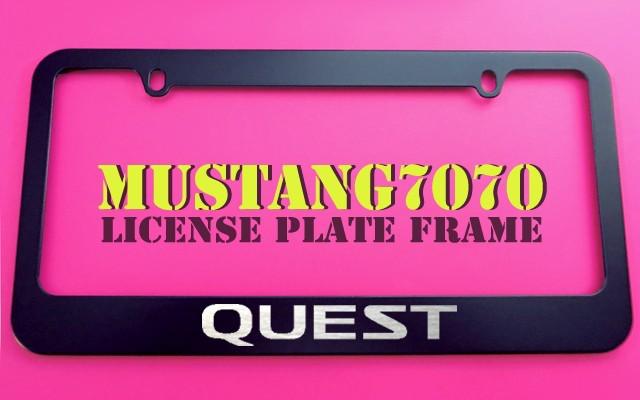 1 brand new nissan quest black metal license plate frame + screw caps