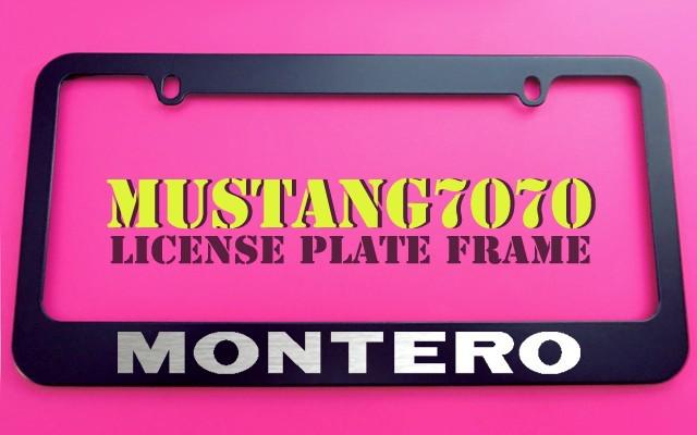 1 brand new mitsubishi montero black metal license plate frame + screw caps