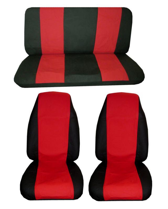 Red black lightweight synthetic leather high back car truck seat covers #2