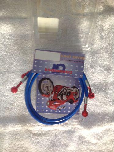 99/02 suzuki sv 650 galfer stainless steel front brake lines blue red fittings