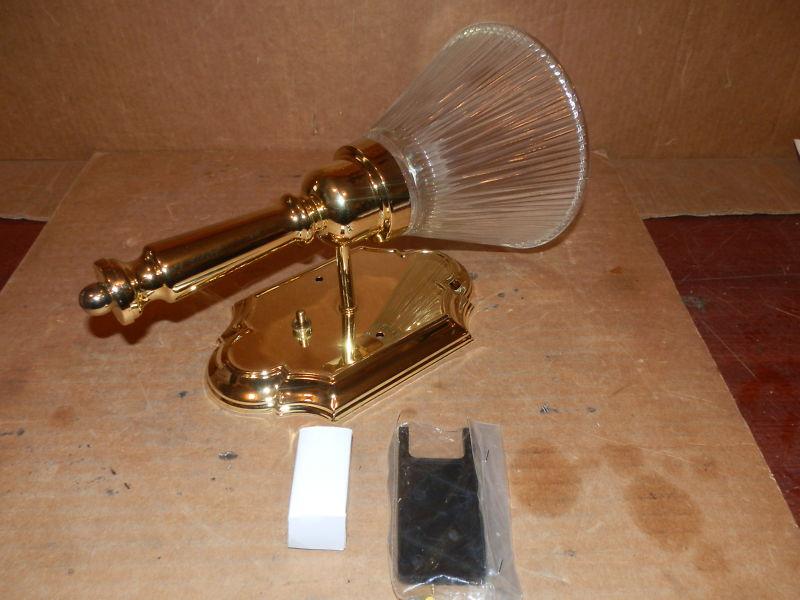*12 volt wall mount light polish brass with clear cover 
