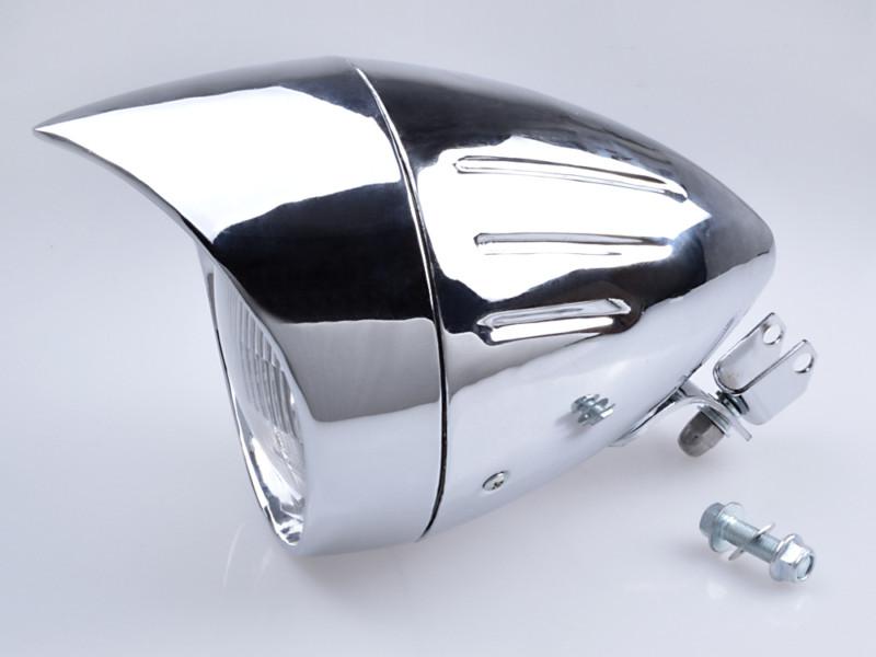 7" metal chrome bullet head light lamp w/ visor for harley custom chopper bobber